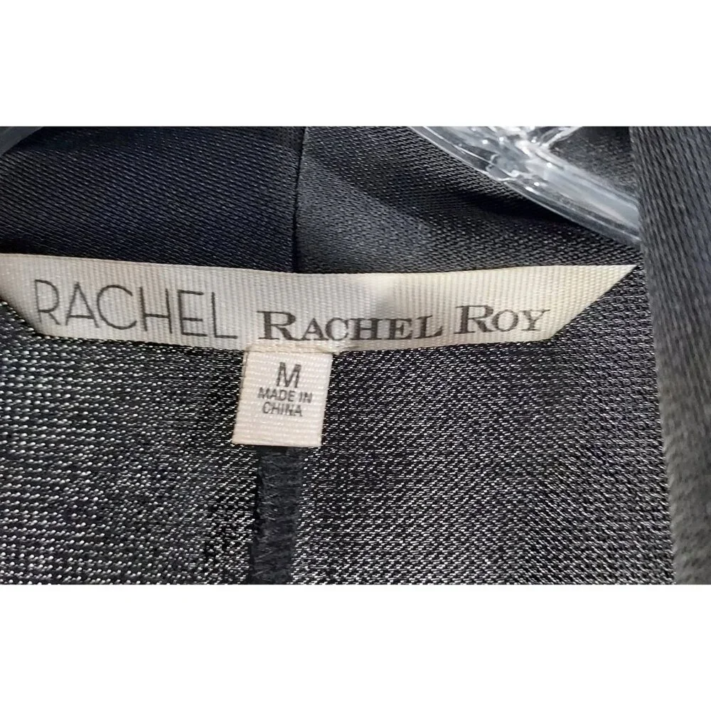 Rachel Roy Black Doleman Sleve Draped Faux Wrap 24 Hour Mini Dress Woman M - Picture 5 of 10
